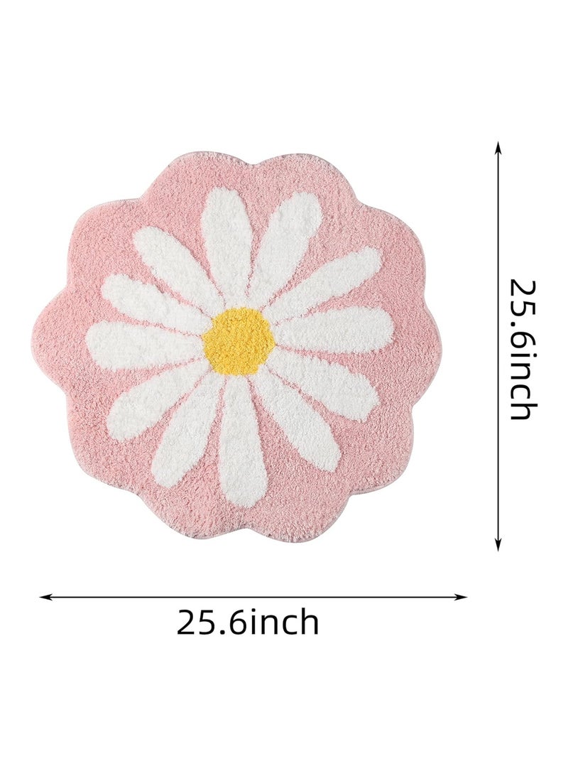 LOOPITYS Cute bathroom mat, pink flower carpet, absorbent anti slip mat, soft machine washed carpet, suitable for bedroom, kitchen, bathroom, and toilet flooring - Image 3